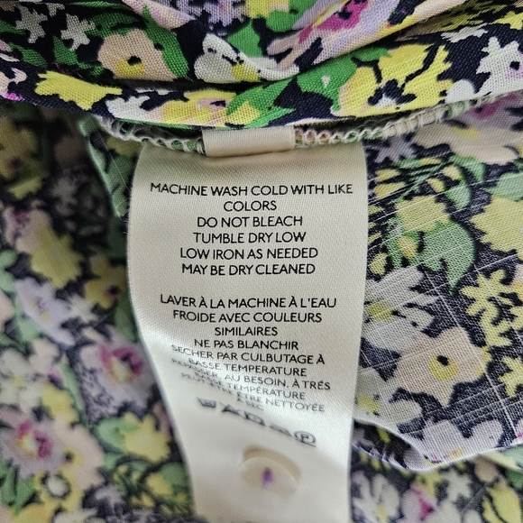 Maeve Anthropologie Ashleigh Shirt Floral Tie Puff Long Sleeve Button Up Small - Picture 8 of 9